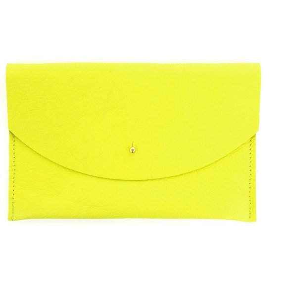 Primecut CHARTREUSE LEATHER ENVELOPE POUCH - Picture 1 of 3